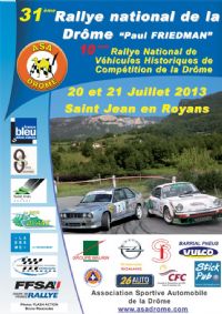 Rallye national de la Drôme, véhicules historiques de compétition. Du 20 au 21 juillet 2013 à Saint Jean en Royans. Drome. 